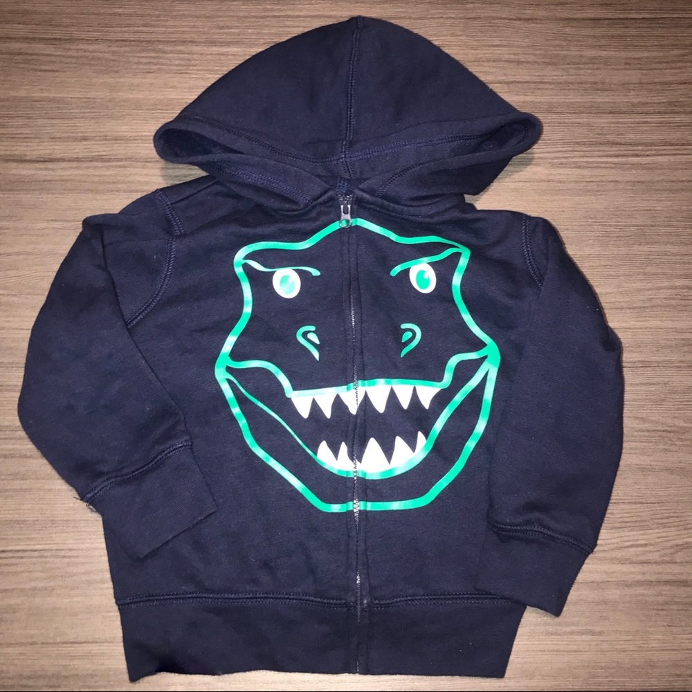 Okie Dokie | Navy blue dinosaur zip-up jacket | 🦖